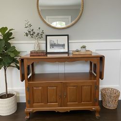 Vintage Antique Drop-Leaf Server Cabinet / Bar Cart