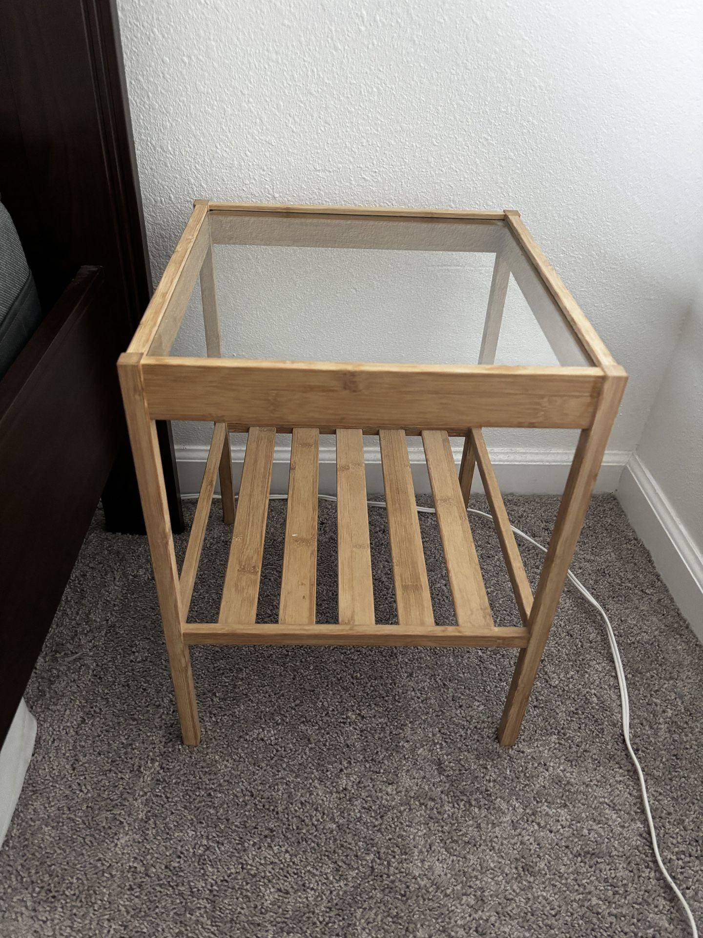 Set of 2 Bamboo and Glass Side Tables