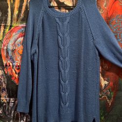 Woman 1X Apt 9 Blue Cable Knit Sweater 