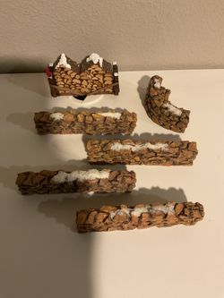 Miniature Snow-Topped Stone Wall Snow Village Accessories