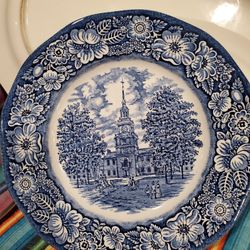 Antique Round Blue Twoile Plate