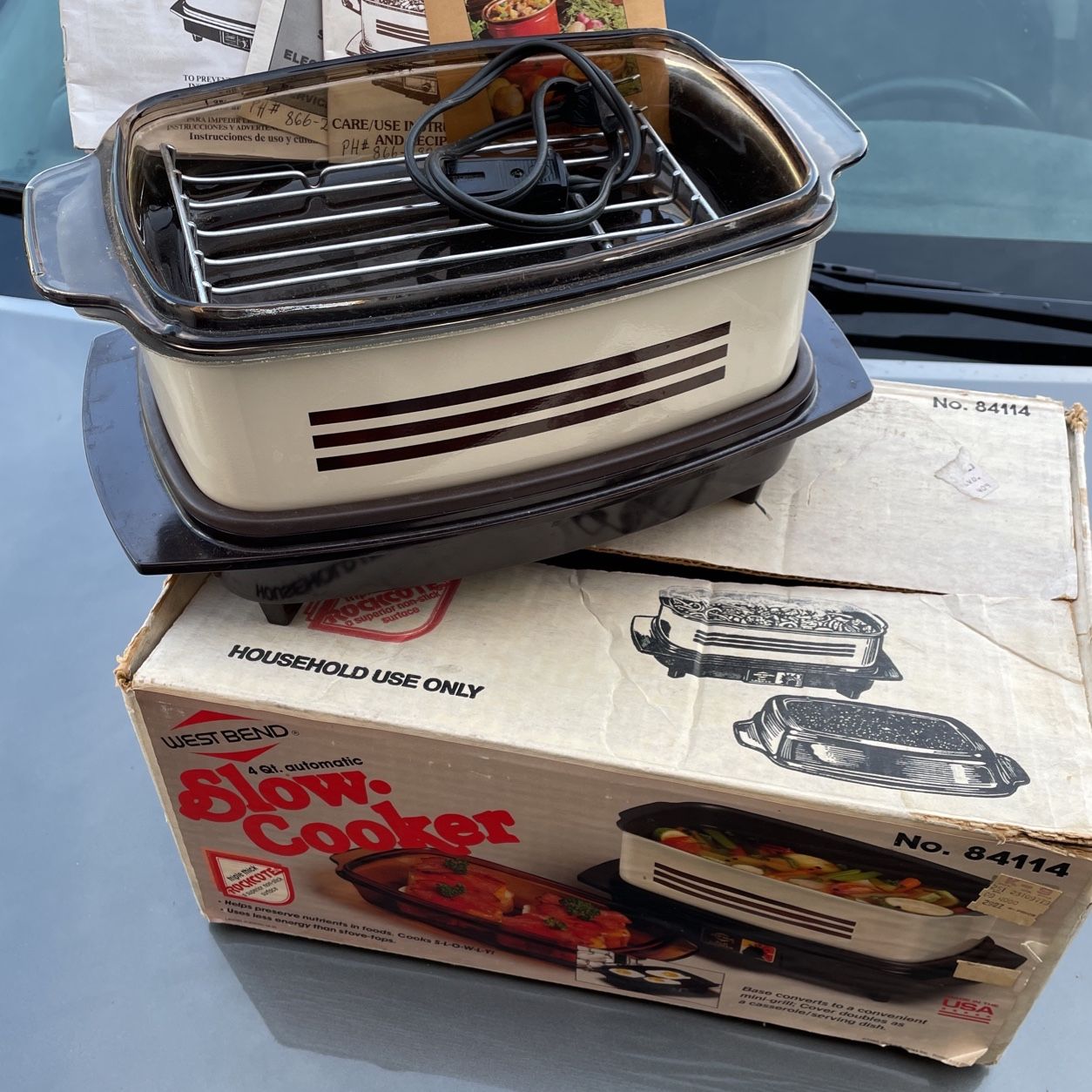 Vintage West Bend 4 QT Automatic Slow Cooker Mini Grill 84114 New Open Box