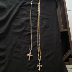 Jewelry, Silver Diamond Pendants Two Chains  To Pendants