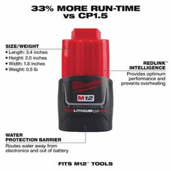 New Genuine Milwaukee M12 CP 2.0Ah Battery 48-11-2420