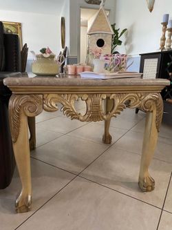 Granite coffee table and side tables with lamps