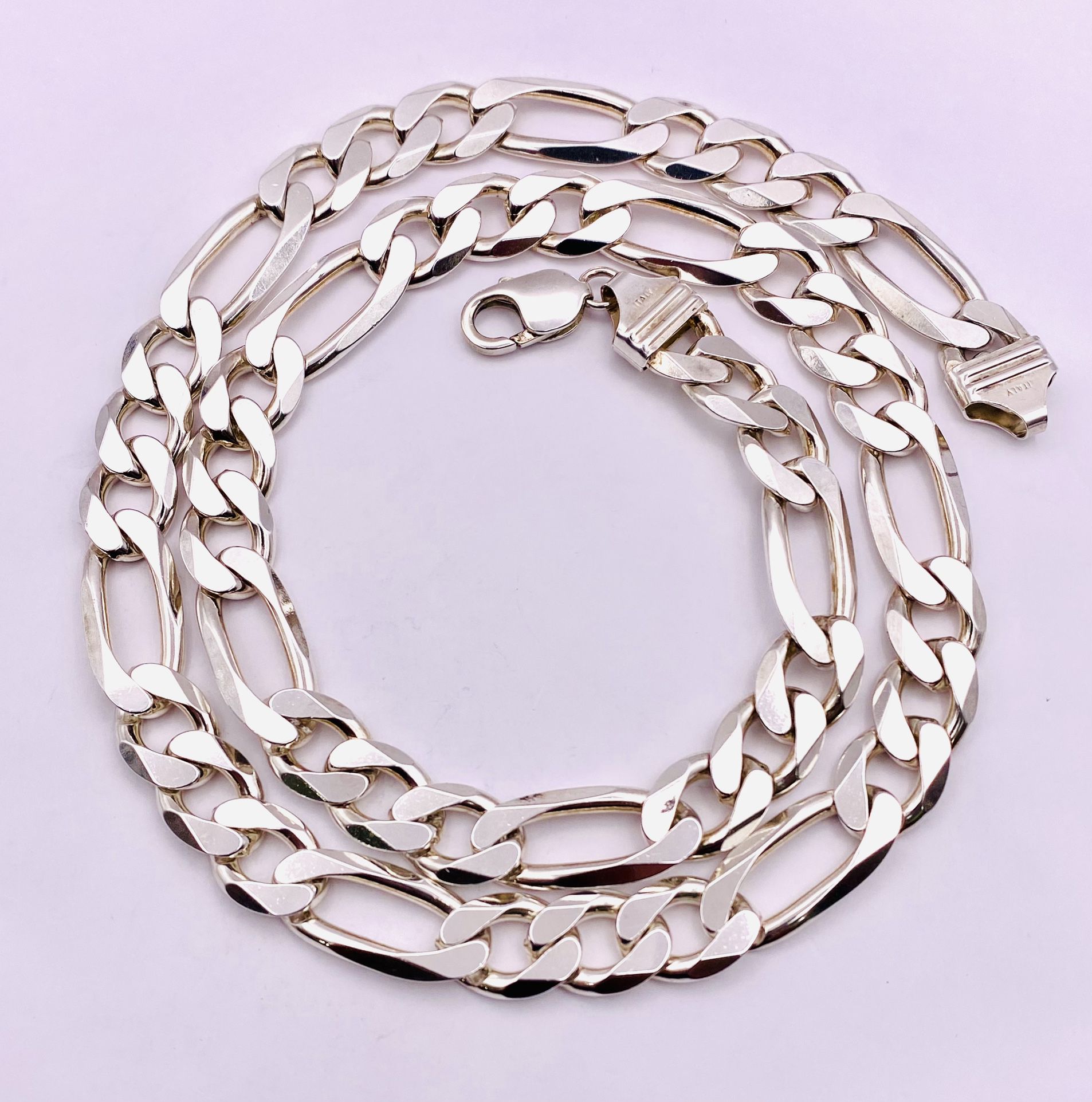 Sterling Silver Fígaro Link Chain Necklace Stamped 925