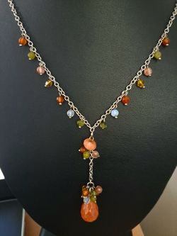 Orange faceted Carnelian pendant necklace