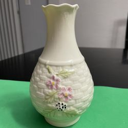 Belleek Ireland Basketweave  Vase