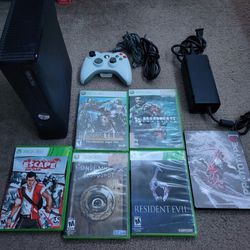 AS IS Xbox 360 Slim Console And 6 Games Tested And Working 