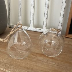 2 Glass Hanging Plant Holders $10