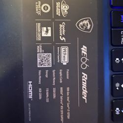 MSI GE66 Raider 15.6” Gaming Laptop