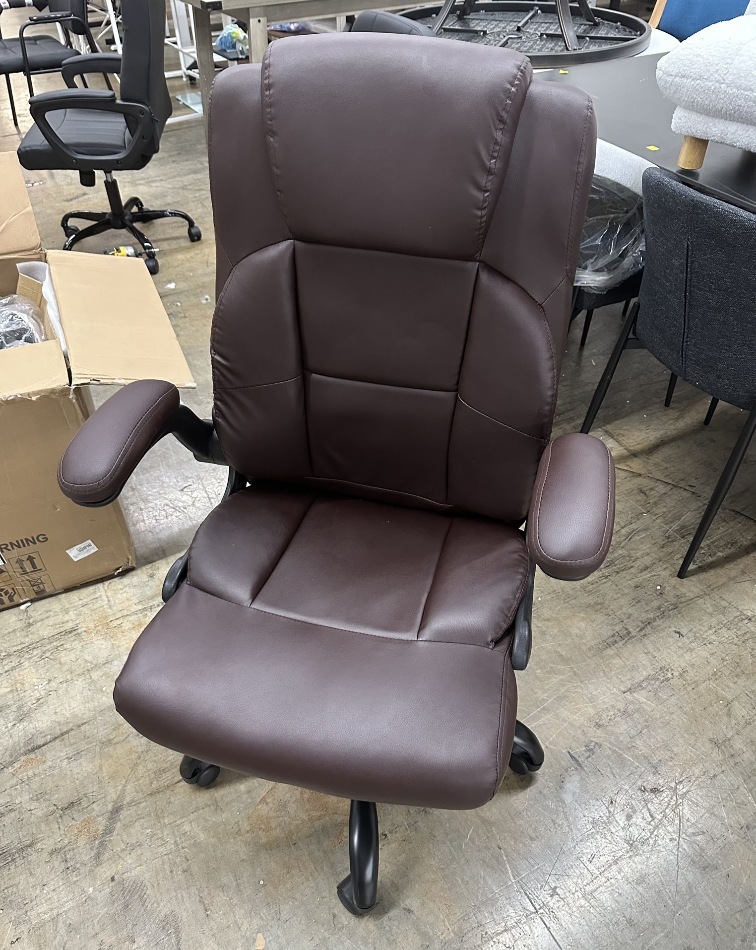 Big & Tall Office Chair 400lbs Capacity - Heavy Duty Leather Executive Chair with Adjustable Lumbar Support, Quiet Rubber Wheels - Ergonomic Design fo