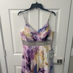 Xscape Purple Women’s Embellished Slit Dress- Size 12