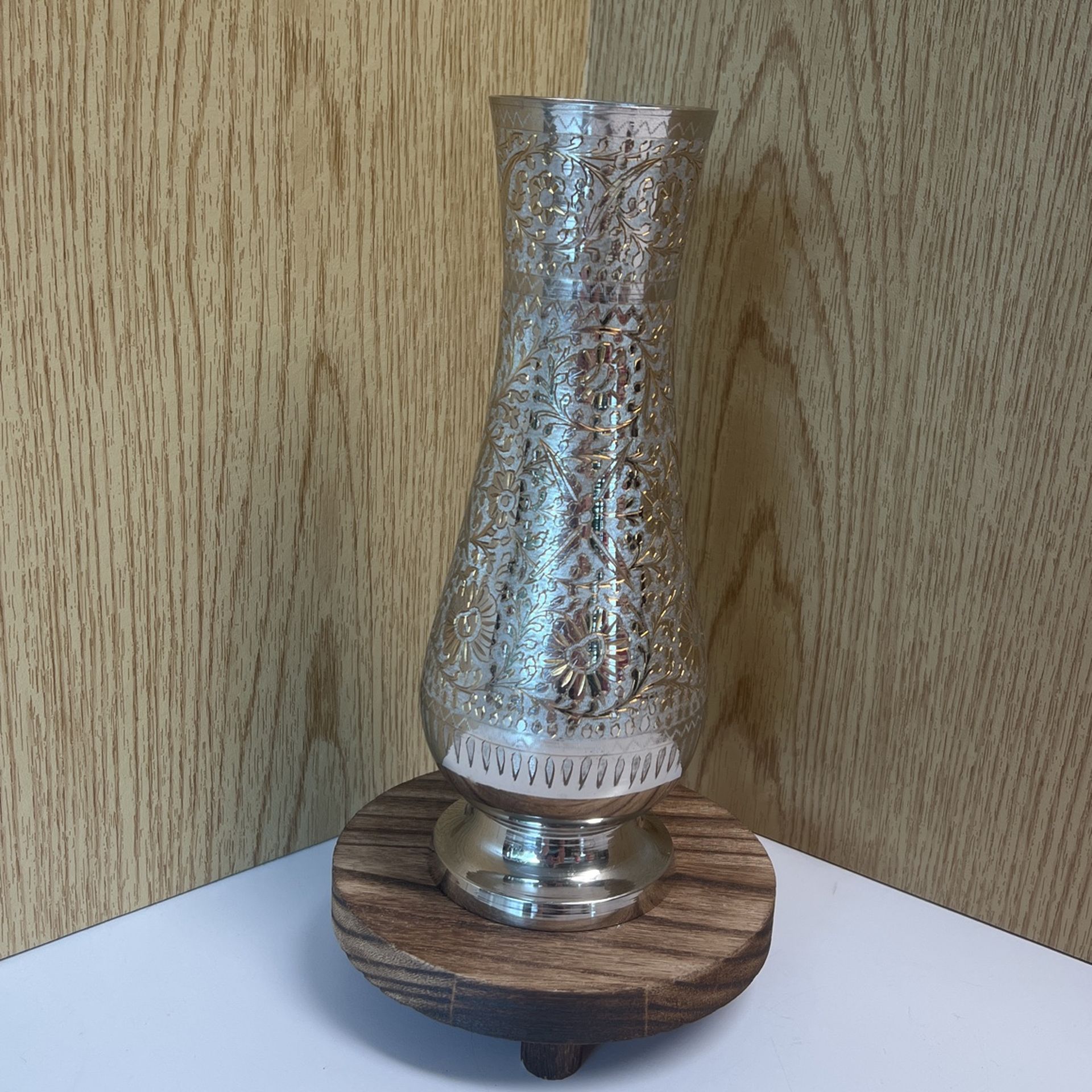 Engraved Brass Vase