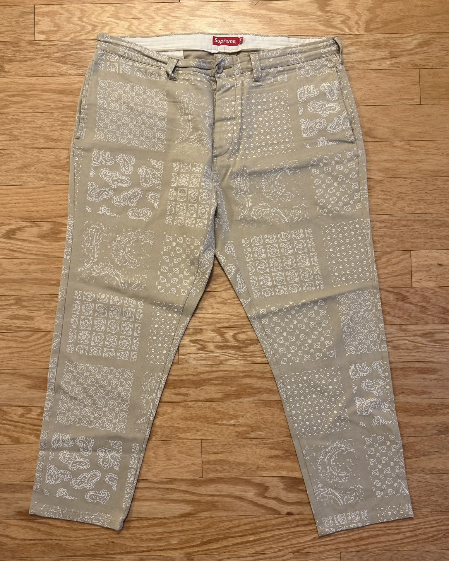 Supreme Paisley Chino Pants Khaki 36 (Tailored Tapered Fit)