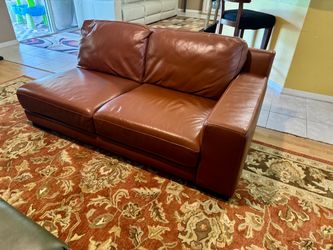 Cognac Leather Armless Sofa
