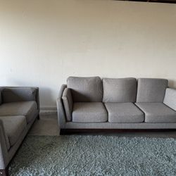 Gray Twin Set Sofa Loveseat Couch 