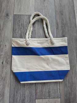 Eagle Blue and White Striped Canvas Tote Bag