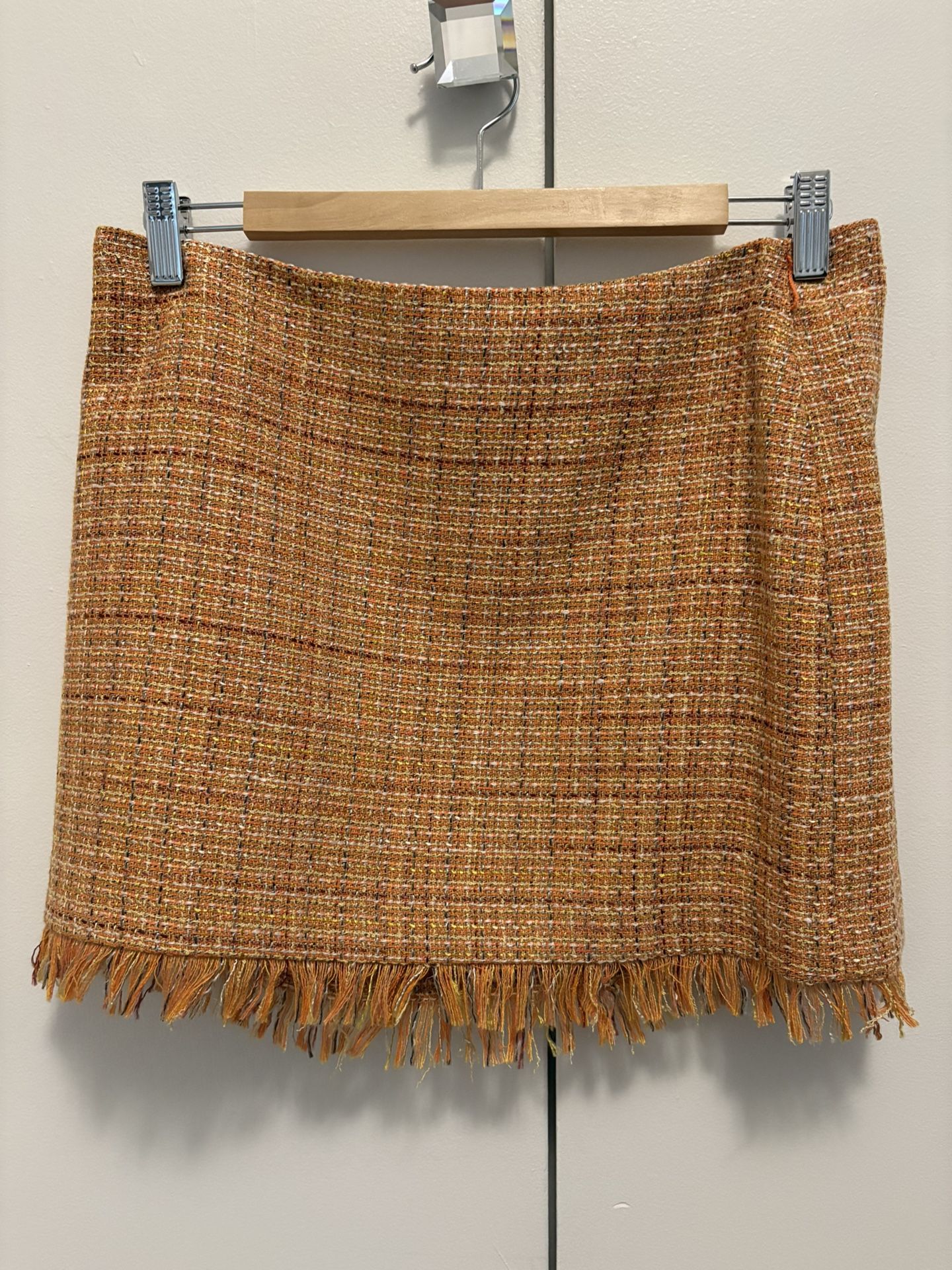 ABS Orange Boucle Tweed New Mini Skirt SZ 8