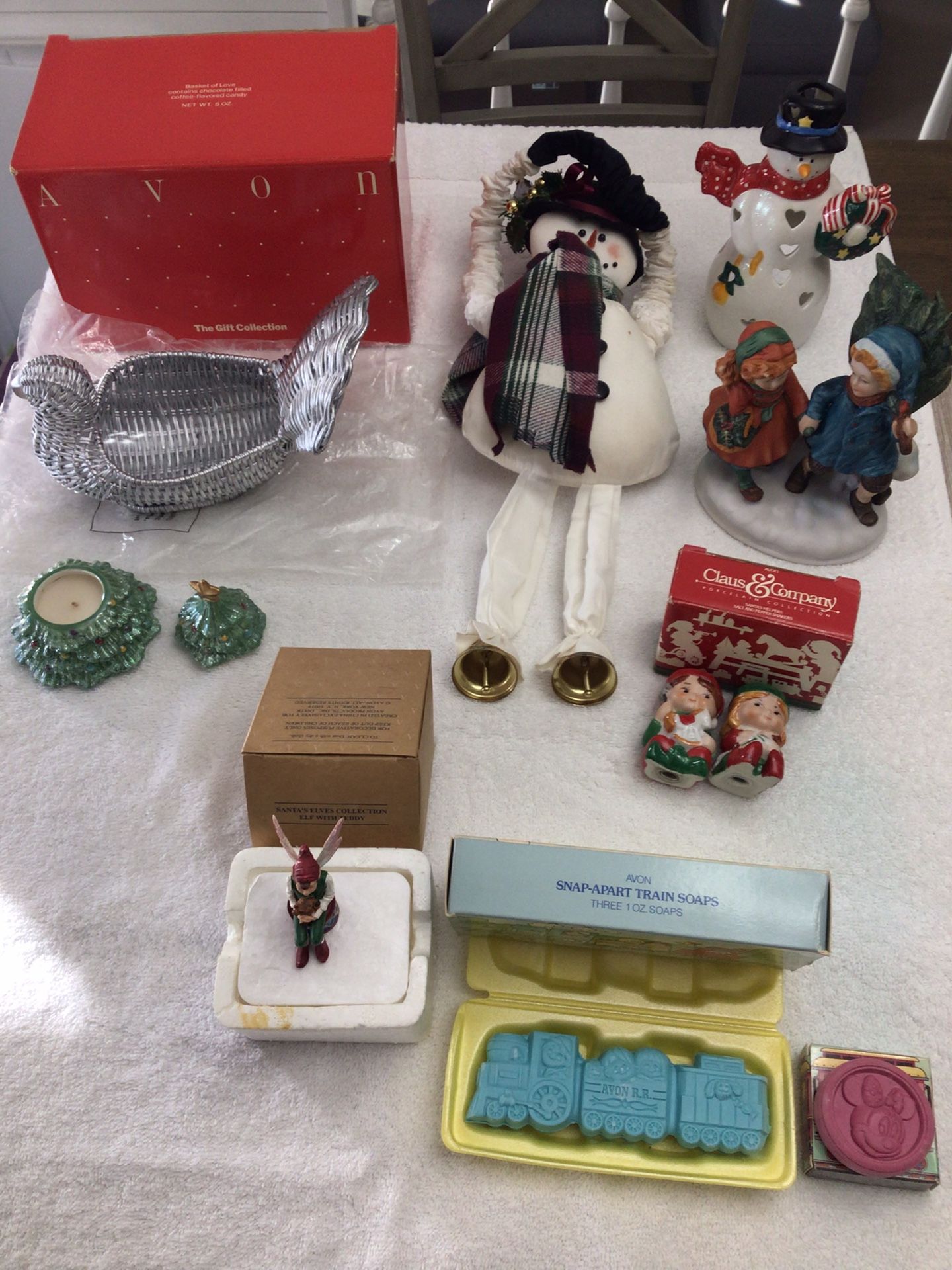 Vintage Christmas Decorations Disney, Santa Salt & Pepper Shakers, First Edition Porcelain 1981, Train Soaps