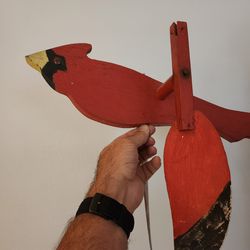 Authentic Vintage 1940's American Folk Art Whirligig-Cardinal Bird in Flight