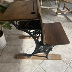 Antique Wood And Cast Iron Folding School Desk Minneapolis OSS F Co