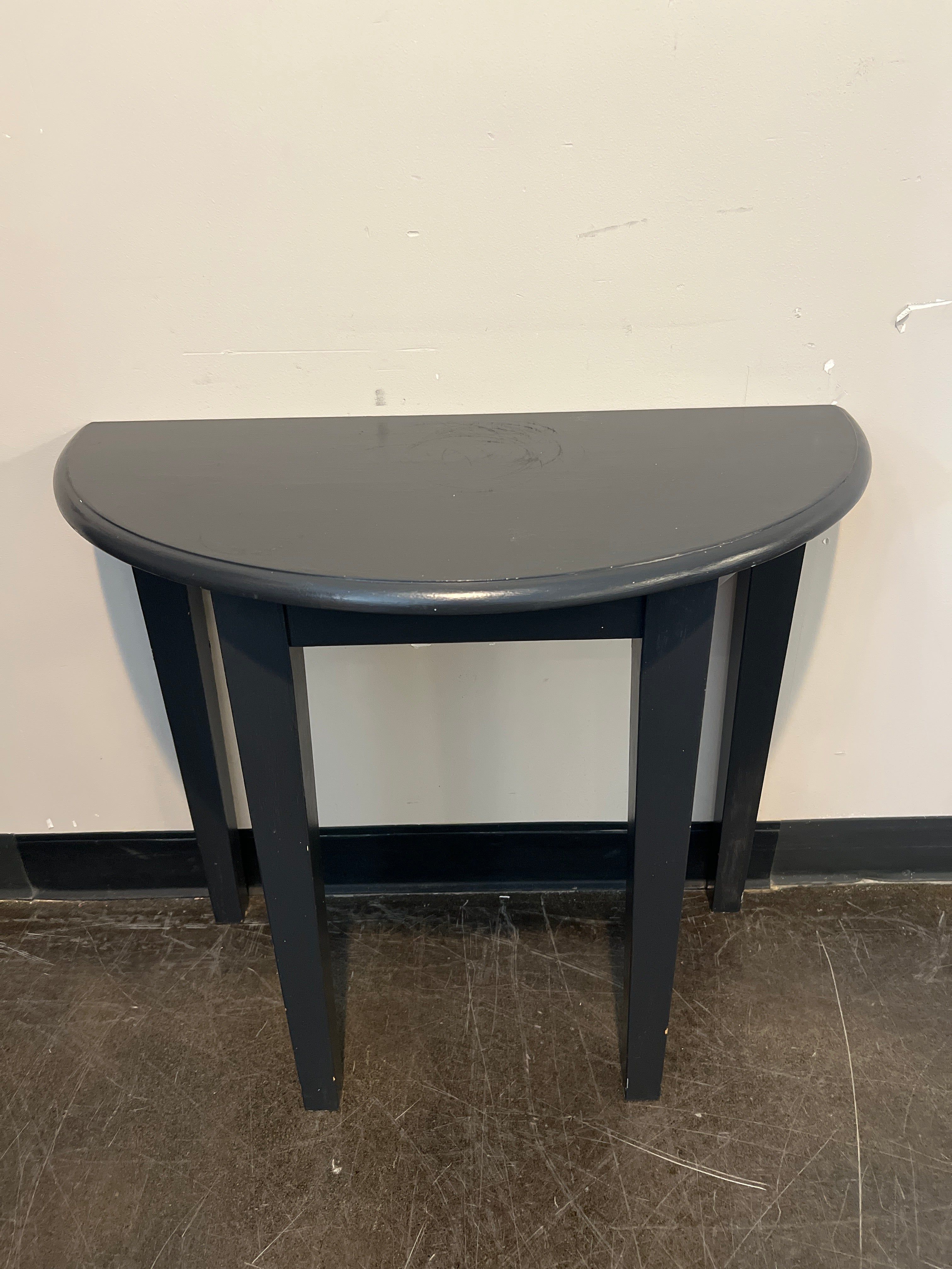 Dark Grey Hardwood Half-Moon Console Table