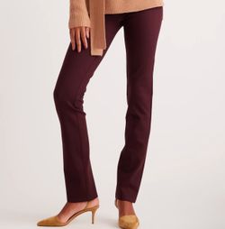 Quince Ultra-Stretch Ponte Straight Leg Pants / Burgundy / S / 28