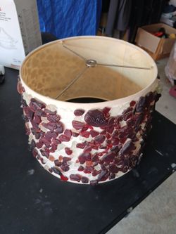 Drum Lamp Shade with Red Stone Embellishments