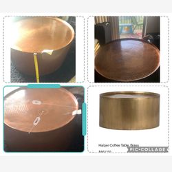 Large Brass Copper Coffee/Cocktail Table