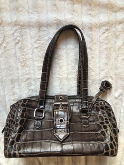 Dooney & Bourke Brown Croc Embossed Shoulder Bag