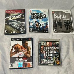 Mix of PS2/PS3/Wii Games - Lot of 5 - GTA 4 / Rock Band 2 / Need for Speed