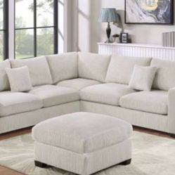 BRAND NEW 4PCS SECTIONAL SOFA SET WITH OTTOMAN AND ACCENT PILLOW INCLUDED $599