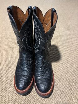 Lucchese Ostrich Quill Cowboy Work Boots