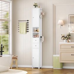 71" Tall Bathroom Storage Cabinet with Adjustable Shelves