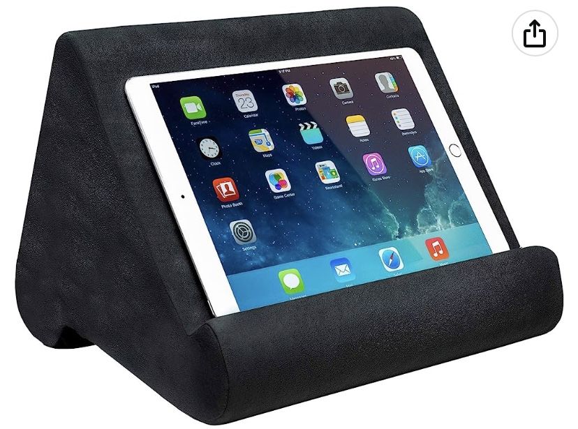 Ontel Pillow Pad Multi-Angle Soft Tablet Stand, Gray - for iPad, Tablets, Kindle, Smartphones, Books, Magazines