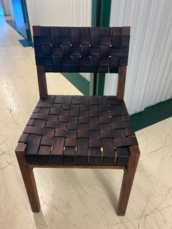 Black leather woven dining chairs (3)