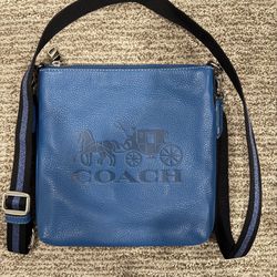 Coach Leather Crossbody Bag – Blue, Authentic