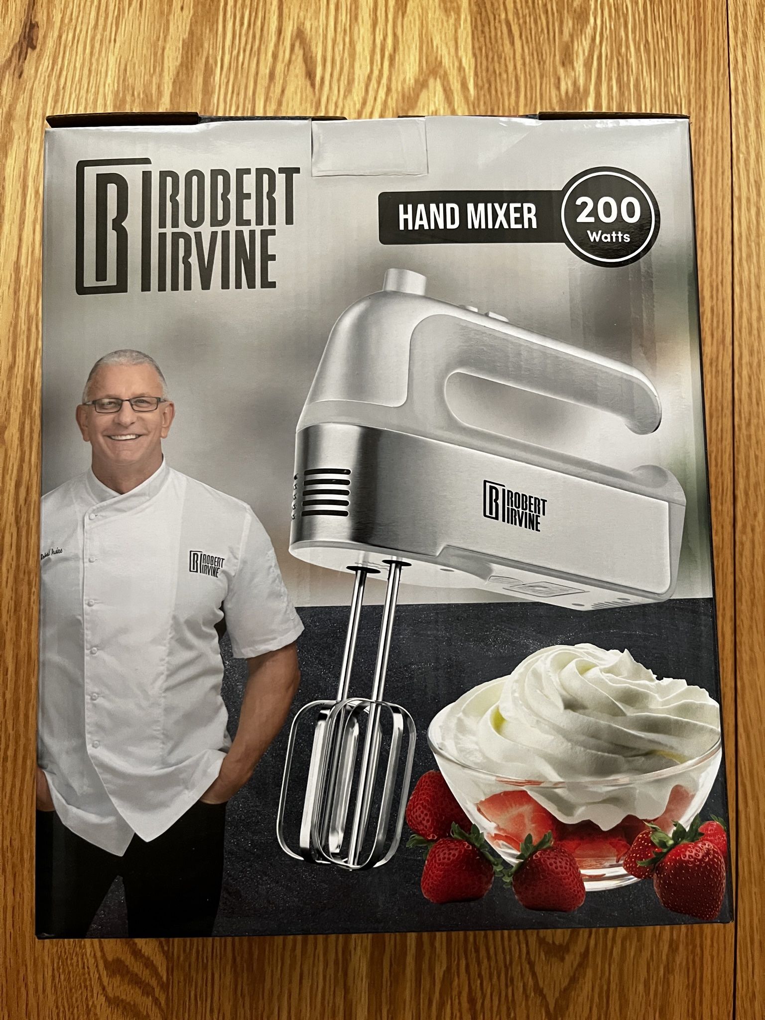 New Robert Irvine 200 Watt 5 Speed Silver Hand Mixer