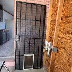 Black metal door