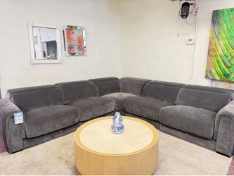 Brownell 5Pc Fabric Sectional w/ 4 Recliners