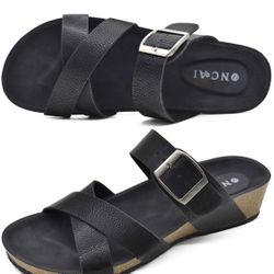 Women's Platform Sandals,Fashion Criss Cross Open Toe Beach Cork Wedge Sandals-Summer Size (10)