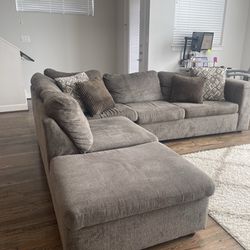 Brown L-Shaped Sectional Couch
