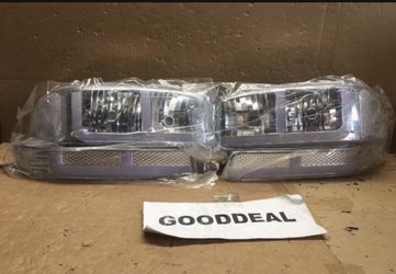 #93 Fit 99-07 GMC Sierra/Yukon Chrome Clear LED DRL Strip Headlight 