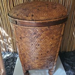 LG Bamboo Storage Bin Vintage 