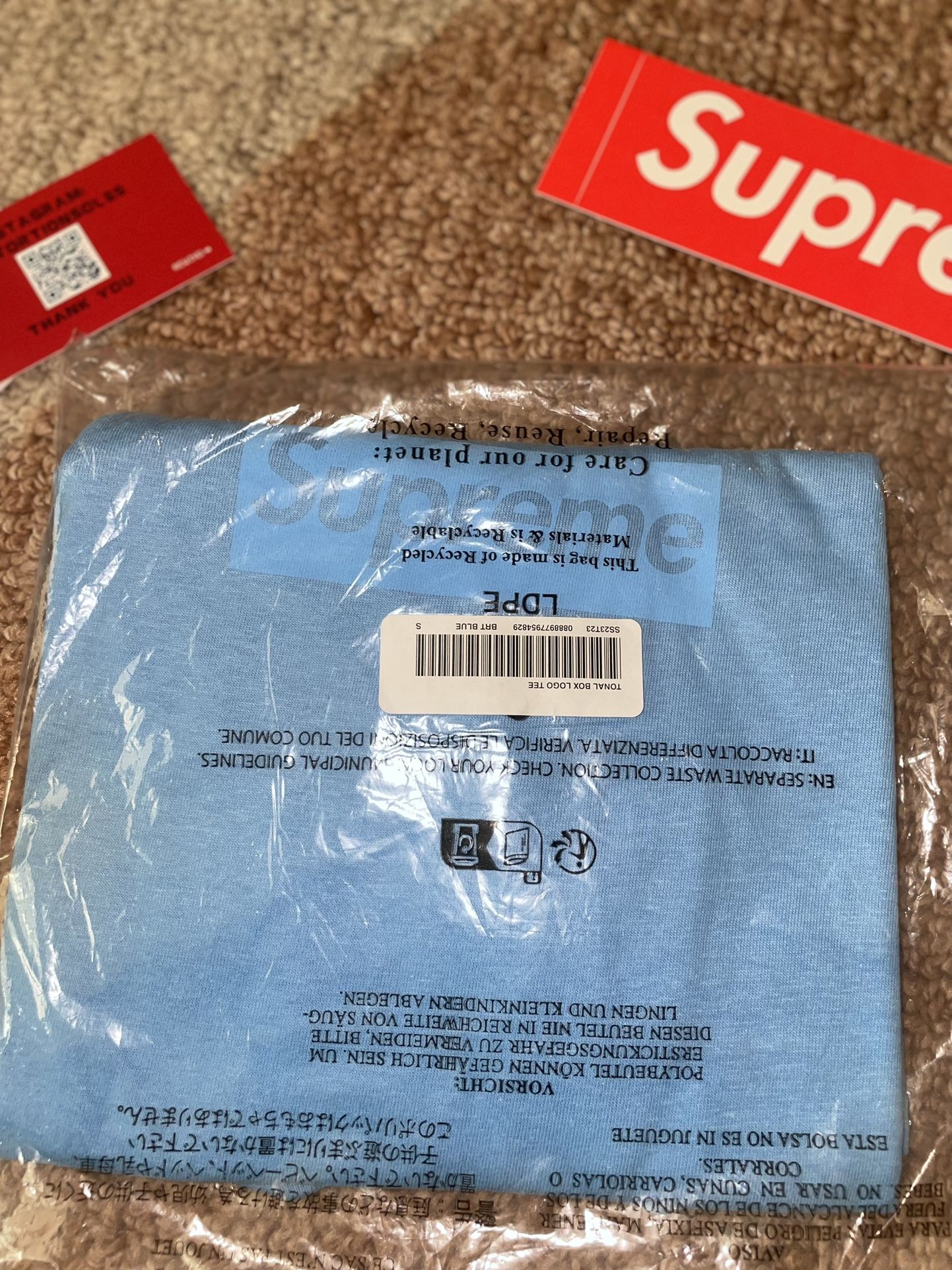 Supreme Tonal Box Logo Bright Blue. SMALL