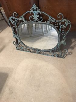 Beautiful wedge wood blue iron mirror