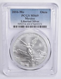 2016  1 Onza Silver Libertad PCGS MS 69 Blue Label