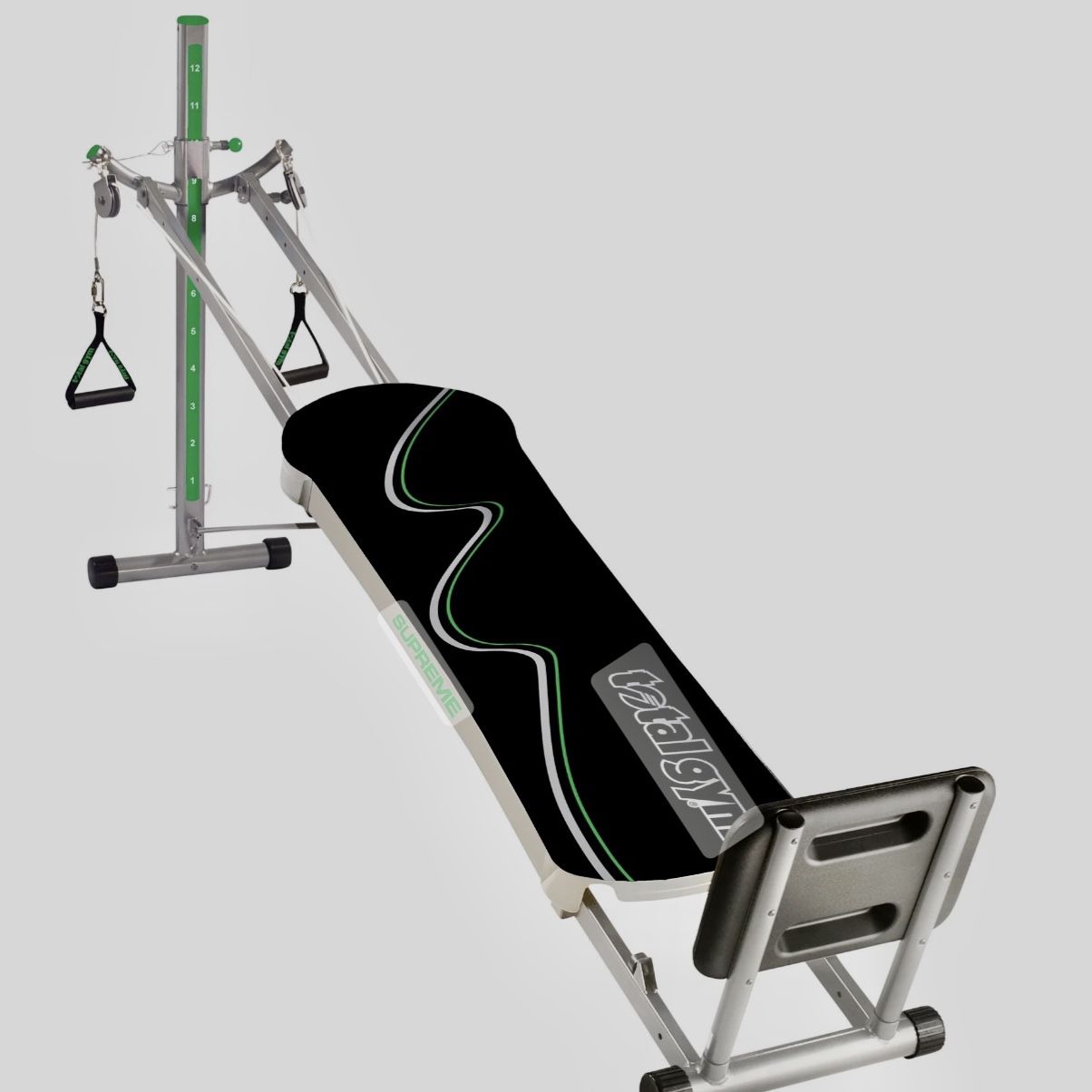 Total Gym Supreme Foldable Home Gym Supports up to 275 Pounds, Black/Green