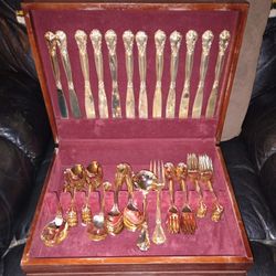Vintage Godinger Gold Plated Flatware Set With Serving Utensils ...
